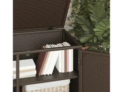Armário de arrumação para jardim 110x55x60,5cm vime PE castanho