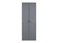 Armário de arrumação para jardim 65x45x172 cm vime PP cinzento