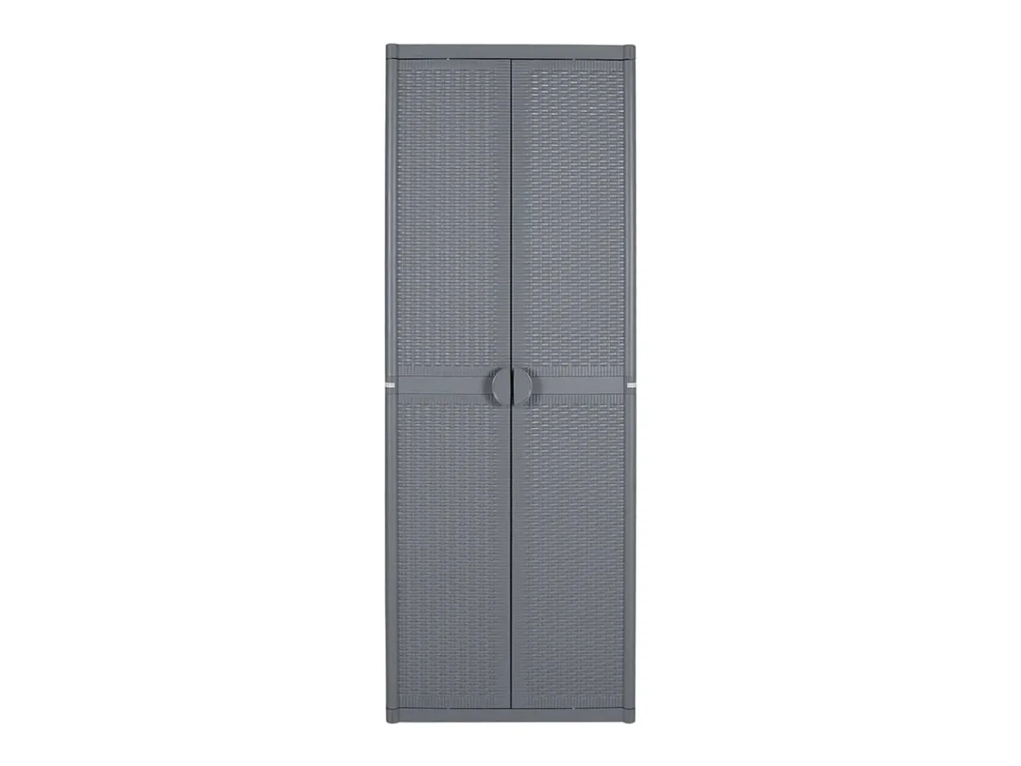Armário de arrumação para jardim 65x45x172 cm vime PP cinzento