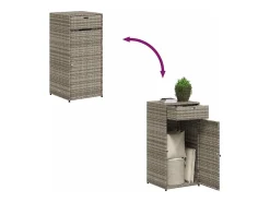 Armário de arrumação para jardim 55x55x111 cm vime PE cinzento