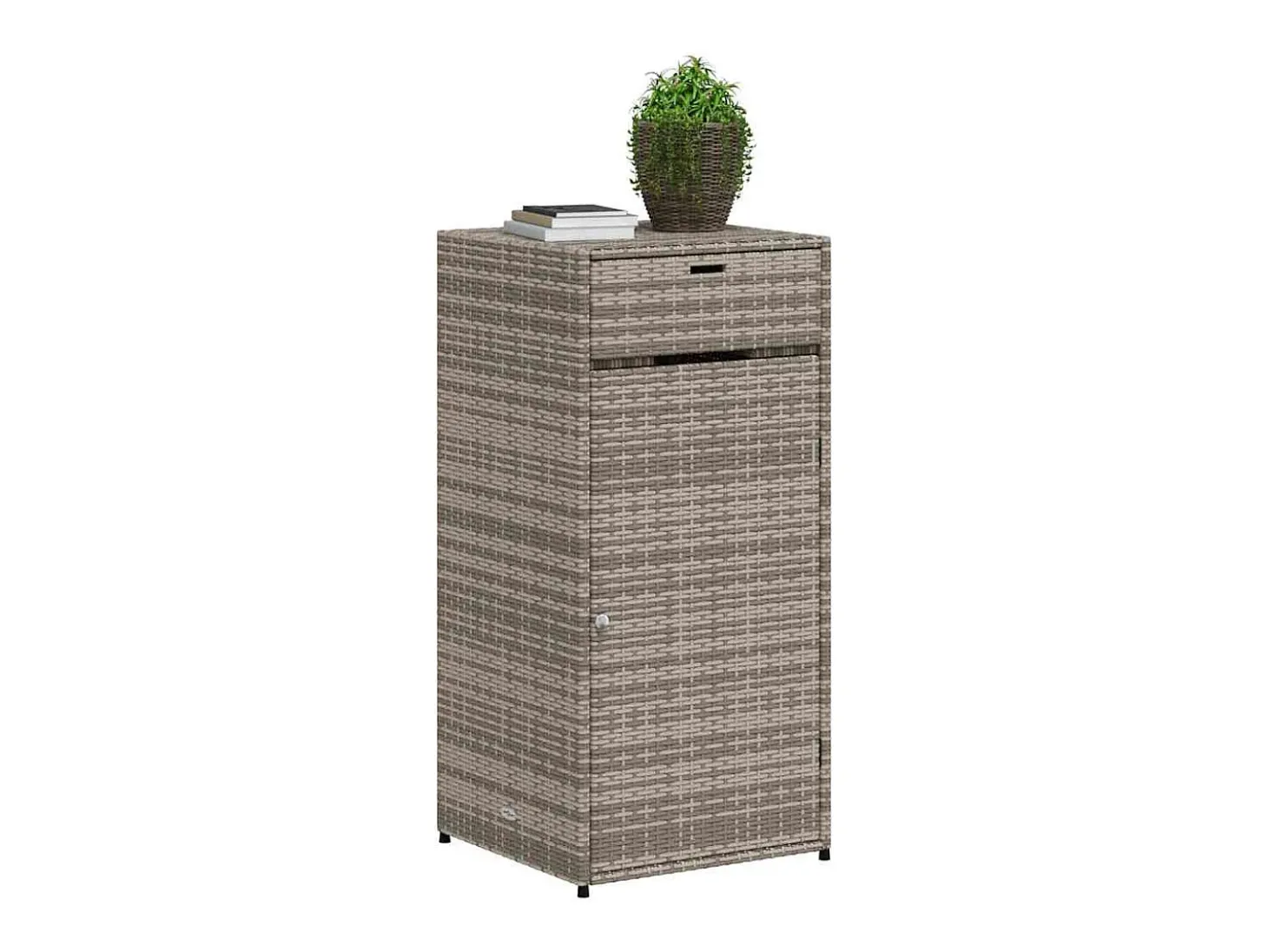 Armário de arrumação para jardim 55x55x111 cm vime PE cinzento