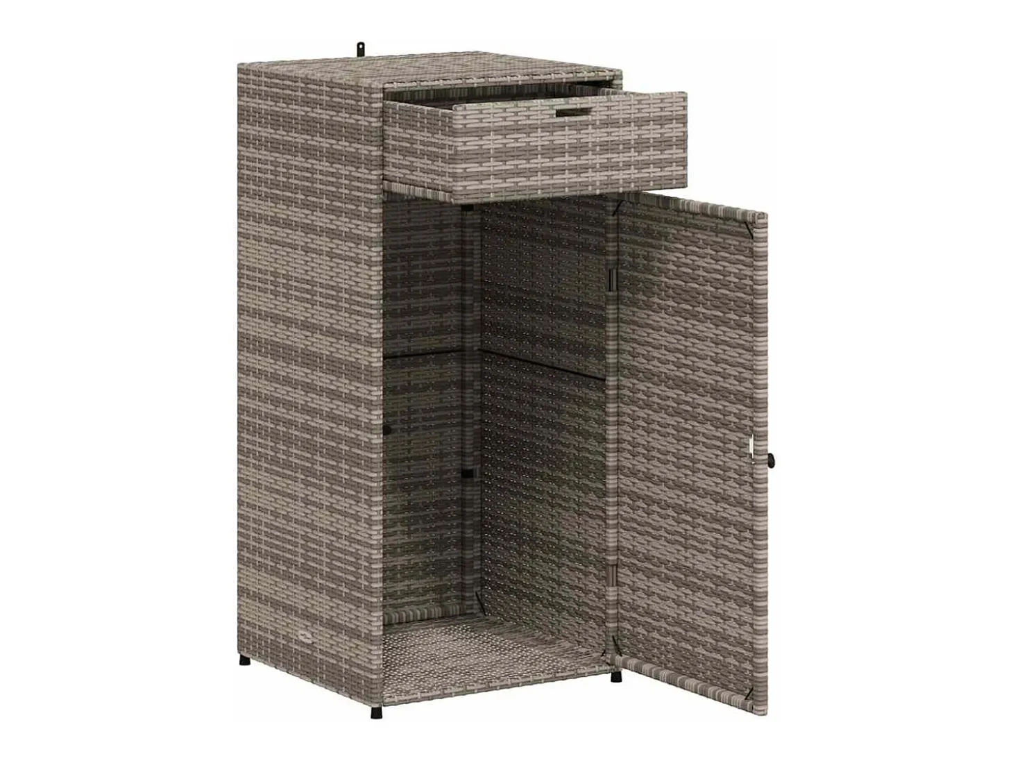 Armário de arrumação para jardim 55x55x111 cm vime PE cinzento