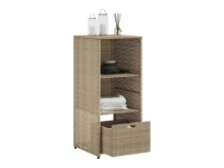Armário de arrumação para jardim 50x55x115 cm vime PE bege
