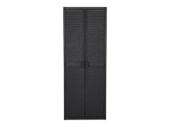 Armário de arrumação para jardim 65x45x172 cm vime PP preto