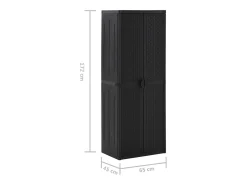 Armário de arrumação para jardim 65x45x172 cm vime PP preto