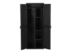 Armário de arrumação para jardim 65x45x172 cm vime PP preto