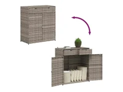 Armário de arrumação para jardim 105x55x113 cm vime PE cinzento
