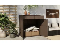 Armário de arrumação para jardim 55x55x111 cm vime PE bege