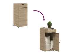 Armário de arrumação para jardim 55x55x111 cm vime PE bege