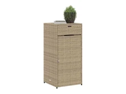 Armário de arrumação para jardim 55x55x111 cm vime PE bege