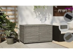 Armário de arrumação para jardim 110x55x60,5cm vime PE cinzento