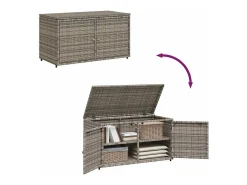 Armário de arrumação para jardim 110x55x60,5cm vime PE cinzento