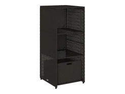 Armário de arrumação para jardim 50x55x115 cm vime PE preto