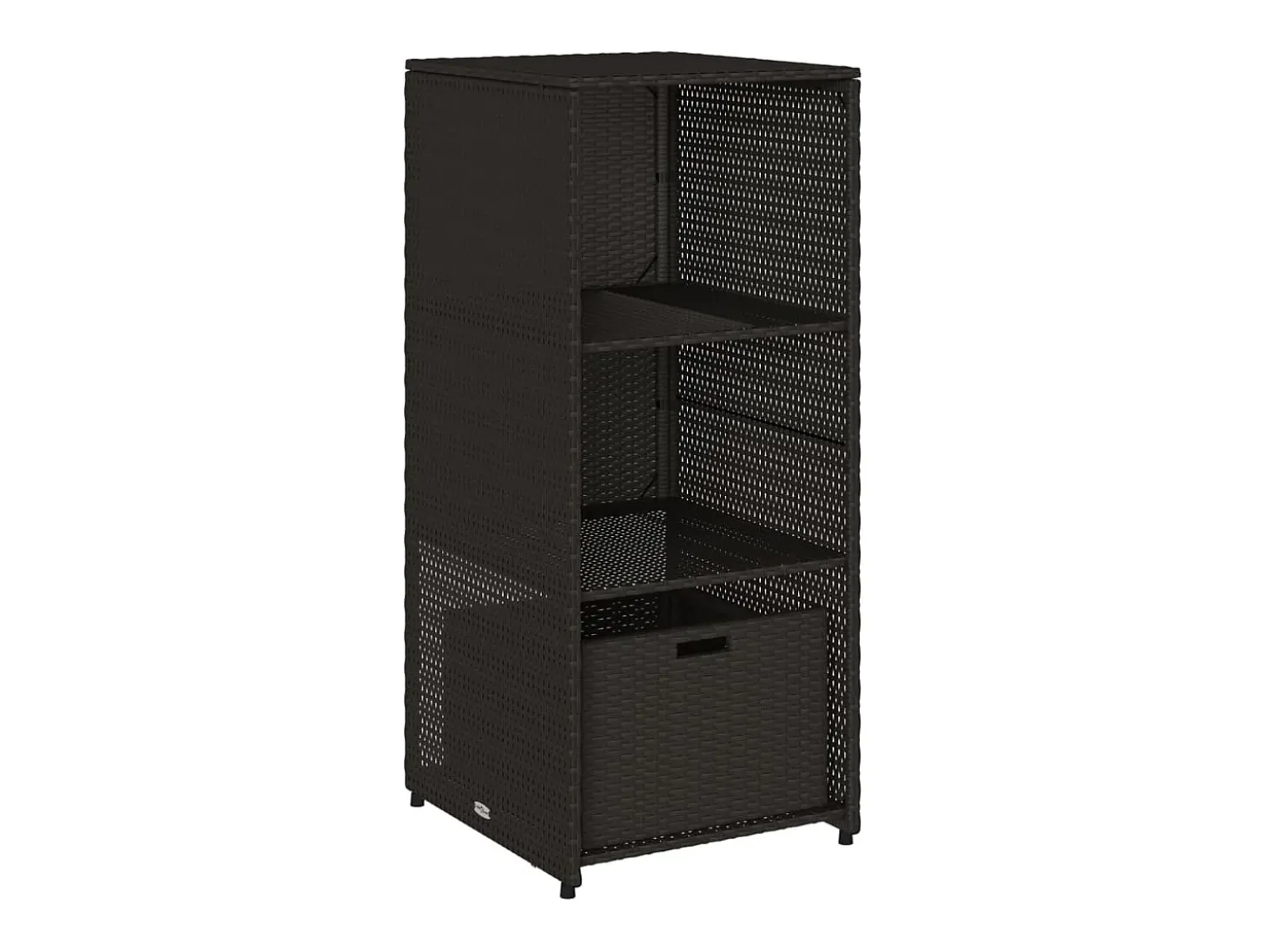 Armário de arrumação para jardim 50x55x115 cm vime PE preto