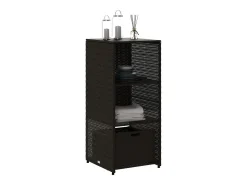 Armário de arrumação para jardim 50x55x115 cm vime PE preto