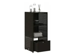Armário de arrumação para jardim 50x55x115 cm vime PE preto