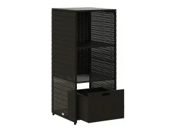 Armário de arrumação para jardim 50x55x115 cm vime PE preto