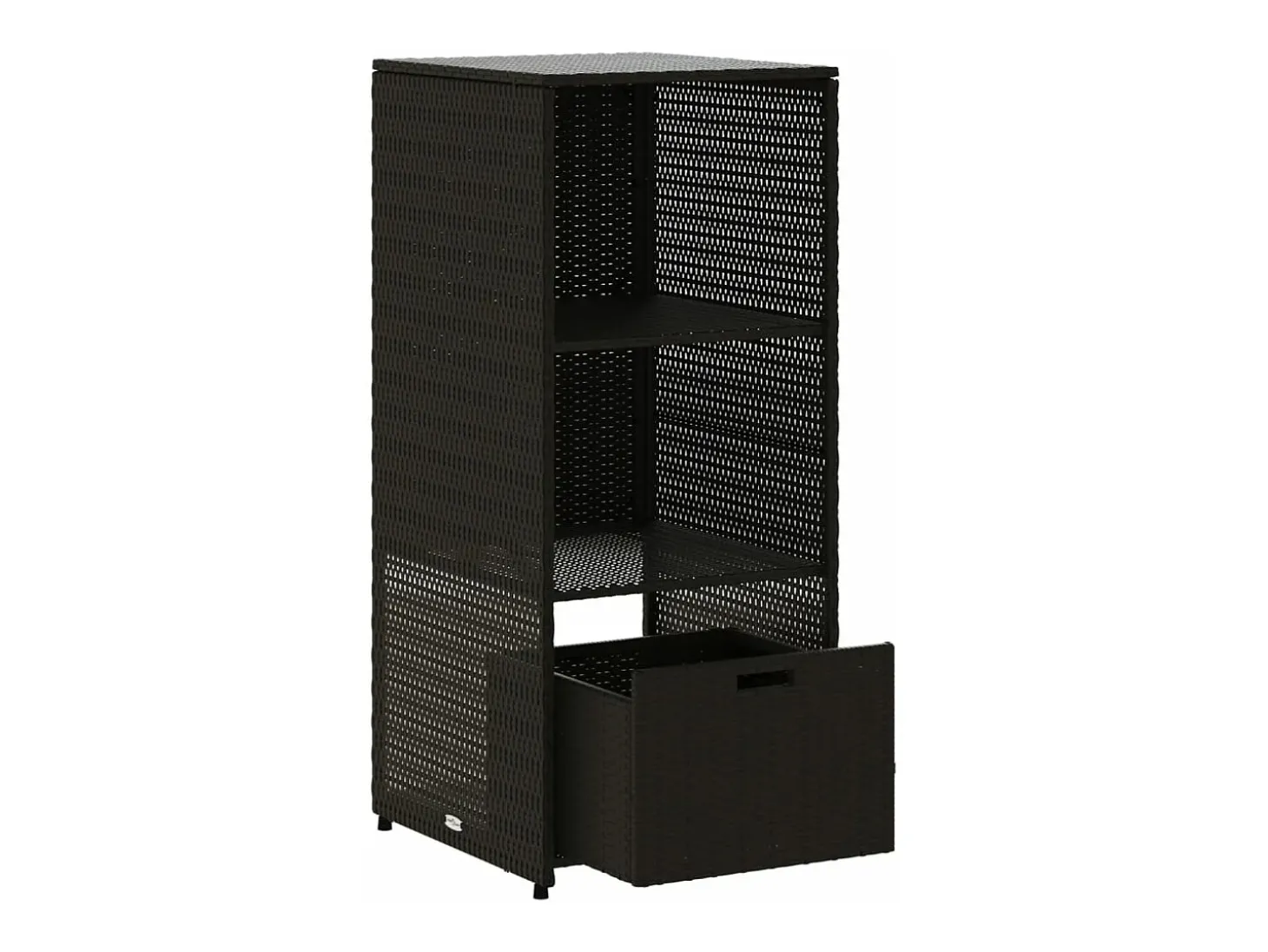 Armário de arrumação para jardim 50x55x115 cm vime PE preto