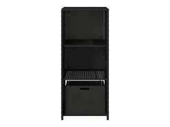 Armário de arrumação para jardim 50x55x115 cm vime PE preto