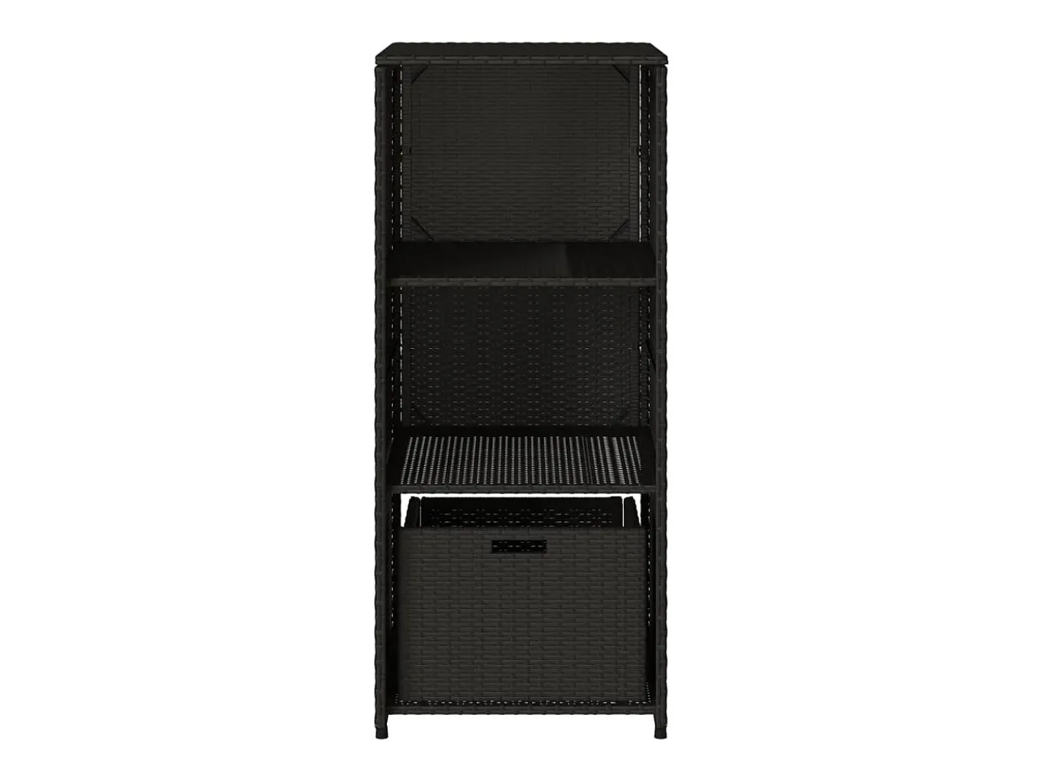 Armário de arrumação para jardim 50x55x115 cm vime PE preto