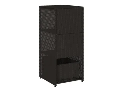 Armário de arrumação para jardim 50x55x115 cm vime PE preto