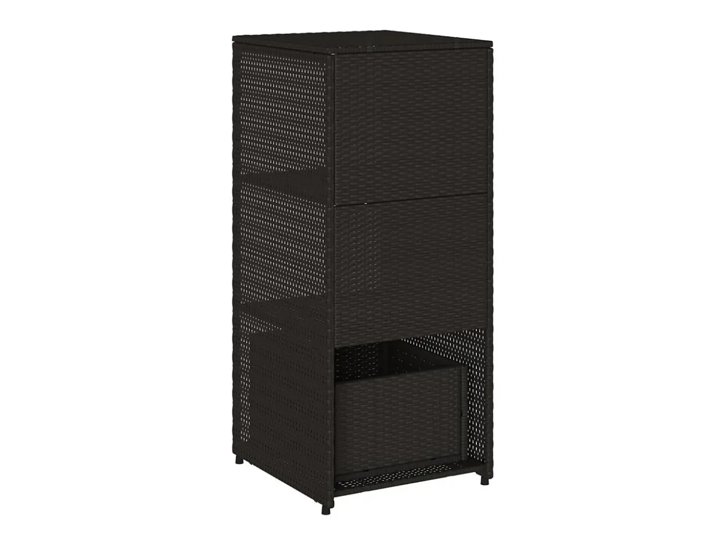 Armário de arrumação para jardim 50x55x115 cm vime PE preto