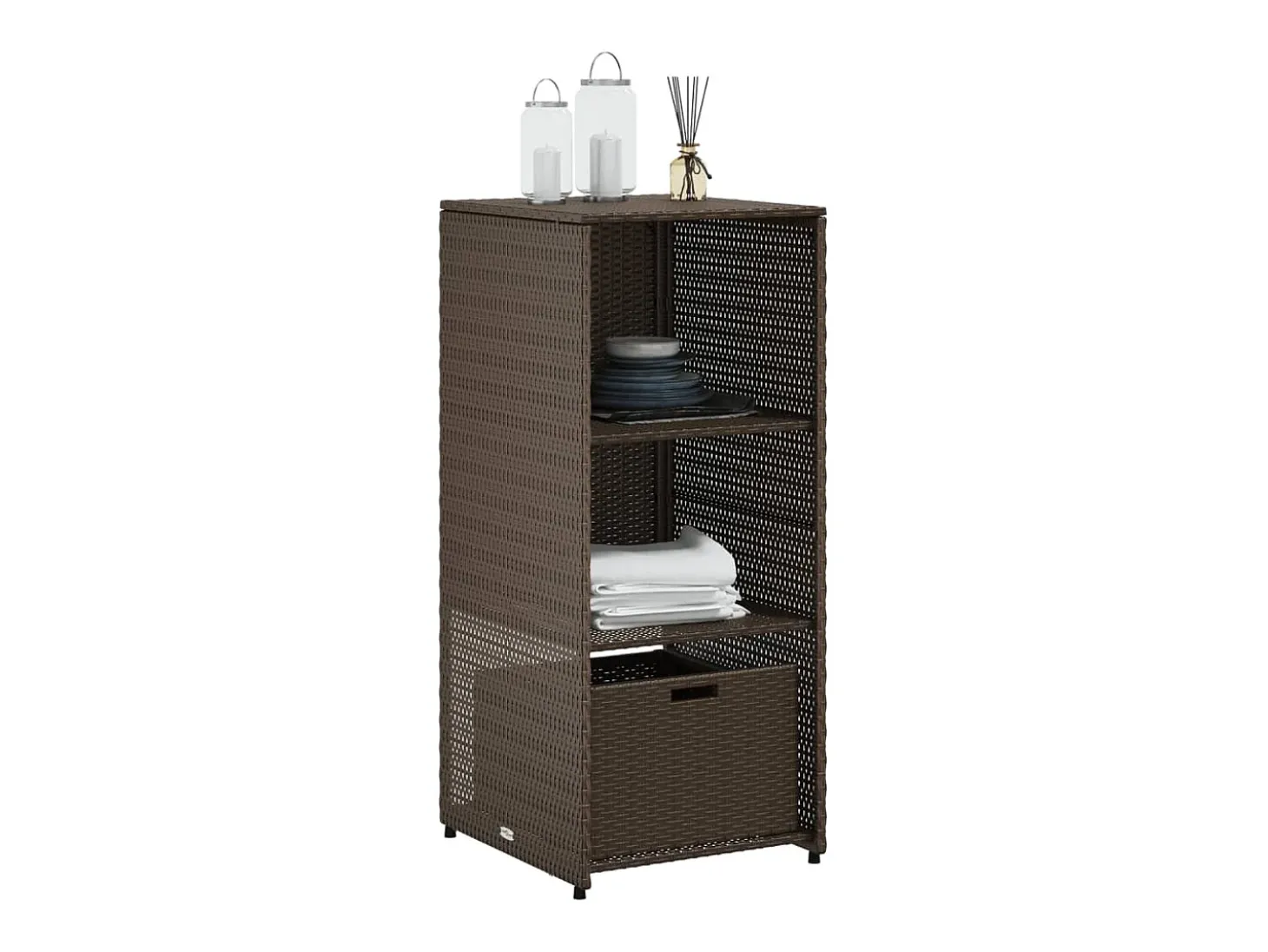 Armário de arrumação para jardim 50x55x115 cm vime PE castanho