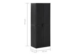 Armário de arrumação para jardim 65x45x172 cm vime PP preto