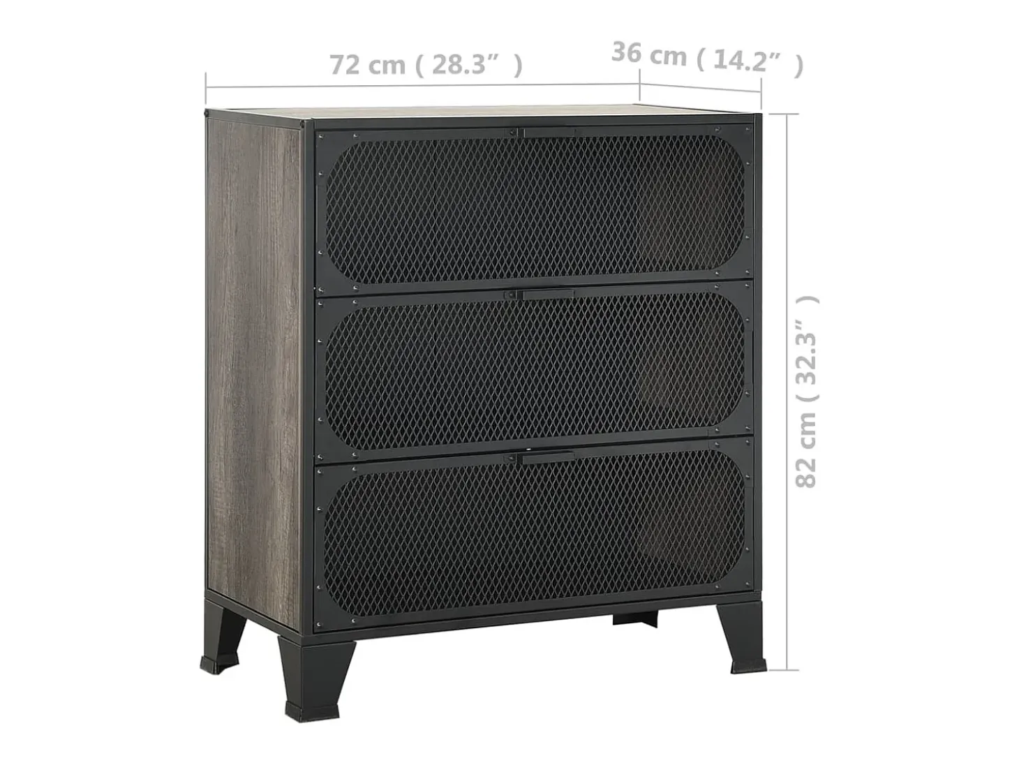 Armário de arrumação 72x36x82 cm metal e MDF cinzento
