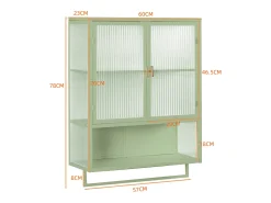 Armário de banheiro com porta dupla, para roupas de cama, cozinha e sala de estar, com suporte para toalhas, verde.