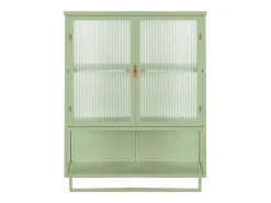 Armário de banheiro com porta dupla, para roupas de cama, cozinha e sala de estar, com suporte para toalhas, verde.