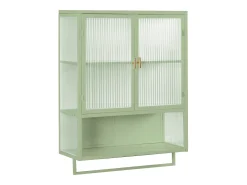 Armário de banheiro com porta dupla, para roupas de cama, cozinha e sala de estar, com suporte para toalhas, verde.