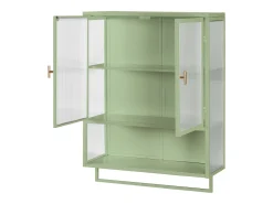 Armário de banheiro com porta dupla, para roupas de cama, cozinha e sala de estar, com suporte para toalhas, verde.