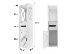 Armário de banheiro moderno, unidade de armazenamento de pés com 4 gavetas, armário de armazenamento, 18x20x80cm - branco