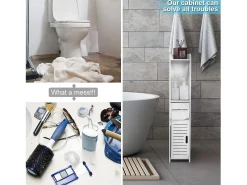 Armário de banheiro moderno, unidade de armazenamento de pés com 4 gavetas, armário de armazenamento, 18x20x80cm - branco