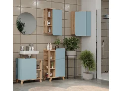 Armário de banheiro sonoma/azul 42.4x42.4x75 karen