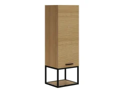 Armário de banheiro suspenso estriado com nicho - Natural claro - H104 cm - SARONE