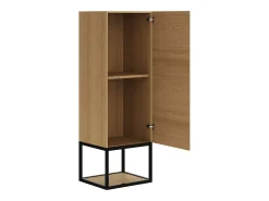 Armário de banheiro suspenso estriado com nicho - Natural claro - H104 cm - SARONE