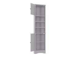 Armário de banheiro triangular - 36,5 x 24,5 x 170 cm - 3 compartimentos para guardar objetos + 2 portas - MDF - cinza