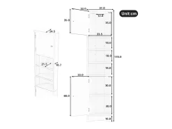 Armário de banheiro triangular - 36,5 x 24,5 x 170 cm - 3 compartimentos para guardar objetos + 2 portas - MDF - branco