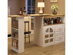 Armário de bar giratório - 204 x 39 x 104 cm - com 2 gavetas + 1 porta + 3 prateleiras para lanches - MDF - branco