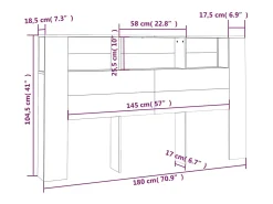 Armário de cabeceira 180x18,5x104,5 cm branco