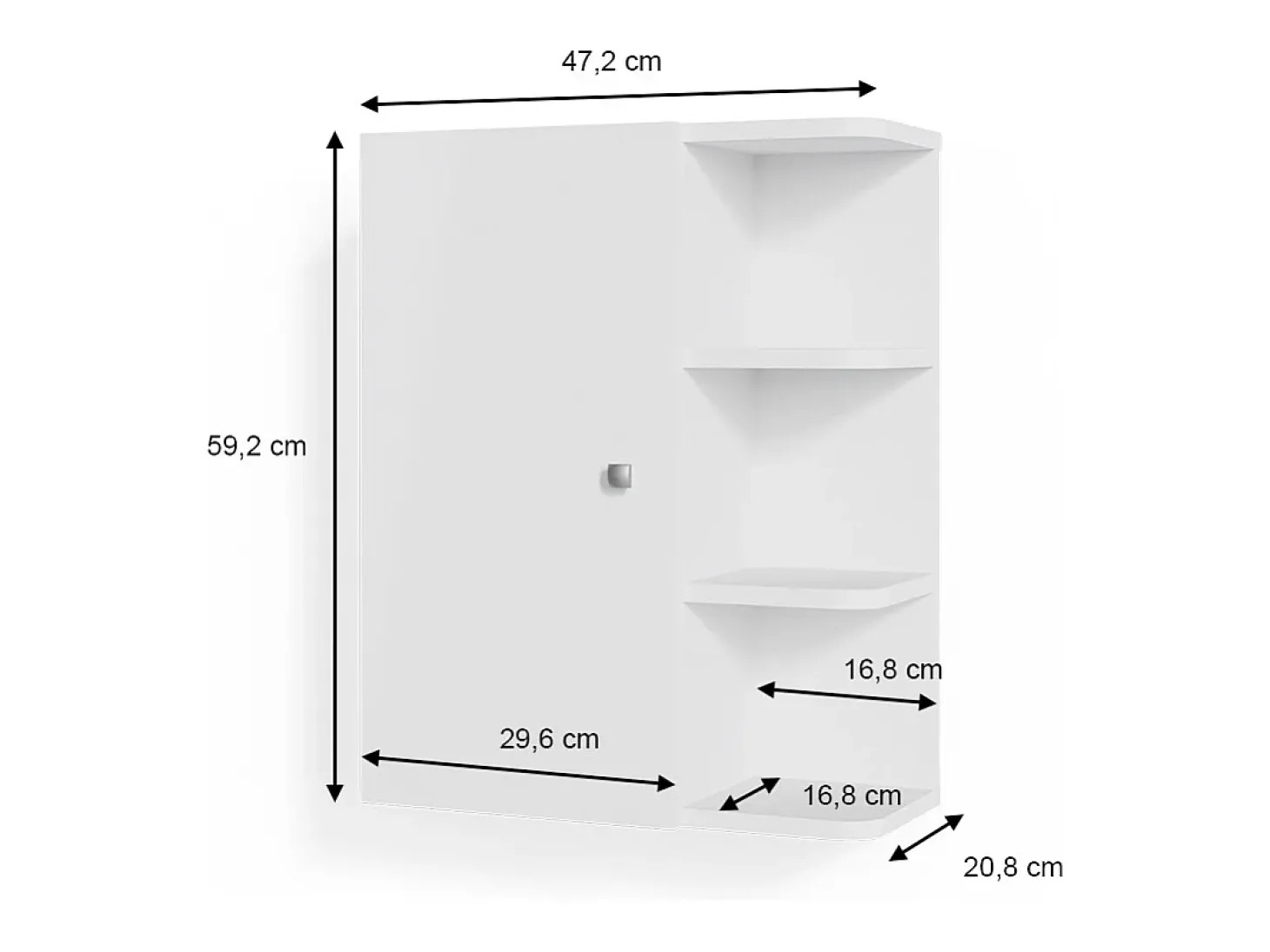 Armário de casa de banho branco 47.2x20.8x59.2 fynn