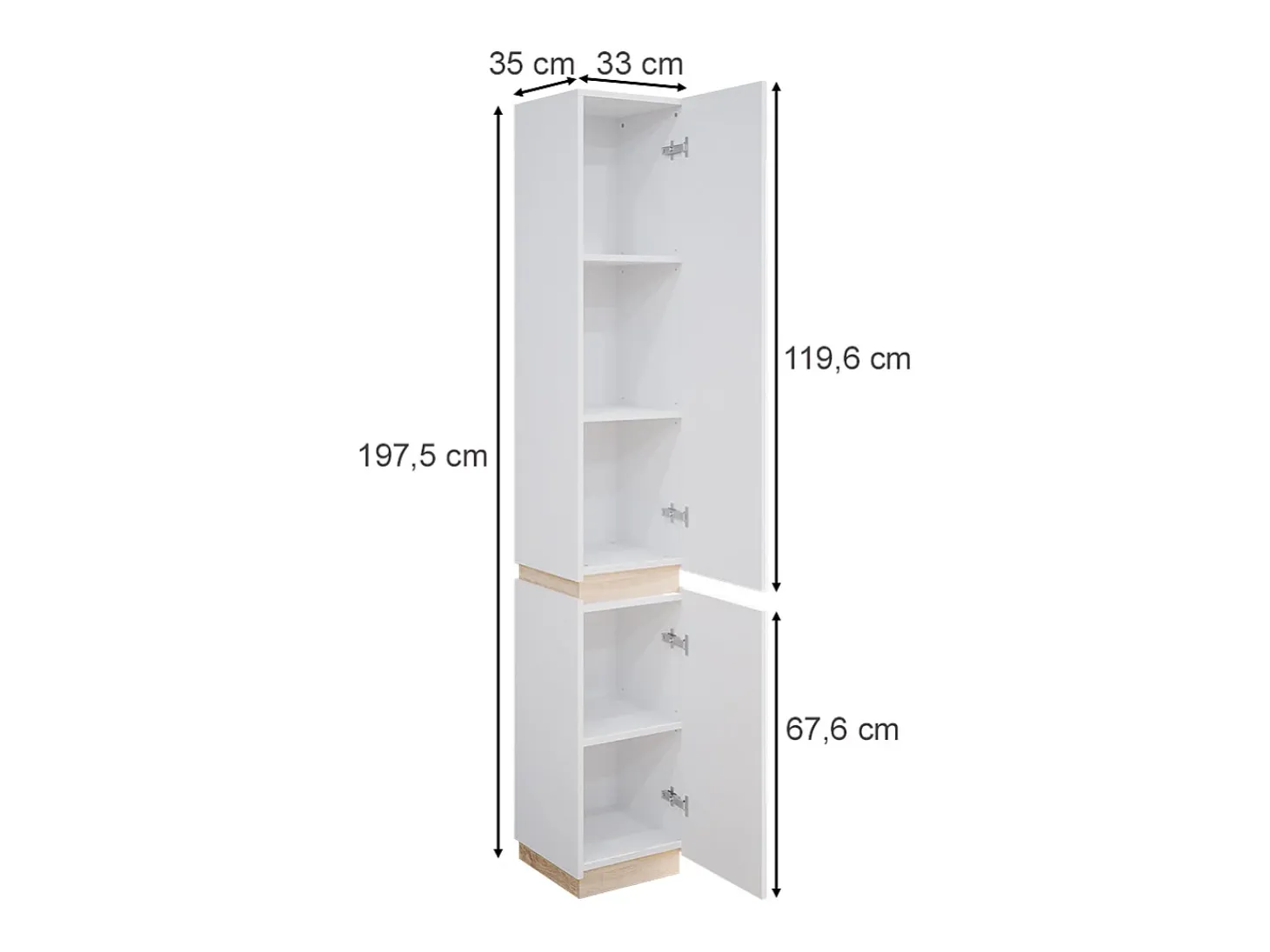 Armário de casa de banho branco 33x35x197.5 gloria