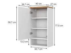 Armário de casa de banho branco 40x27x77.5 eden