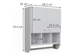 Armário de casa de banho branco 59.2x22x70.5 fynn