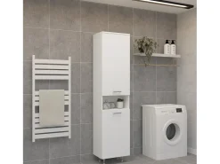 Armário de casa de banho haaus Dax, com cesto para roupa, branco, 45 x 32 x 188 cm