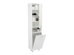 Armário de casa de banho haaus Dax, com cesto para roupa, branco, 45 x 32 x 188 cm