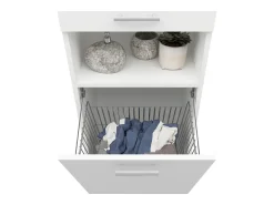 Armário de casa de banho haaus Dax, com cesto para roupa, branco, 45 x 32 x 188 cm