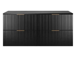 Armário de casa de banho ranhurado FLOW 120 cm preto com tampo